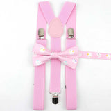 Lovely Cartoon Parent-Child Soild Suspenders Bowtie Set Men Kids Y-Back Brace Butterfly Belt BowTie Adjustable Accessory Unique