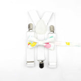 Lovely Cartoon Parent-Child Soild Suspenders Bowtie Set Men Kids Y-Back Brace Butterfly Belt BowTie Adjustable Accessory Unique