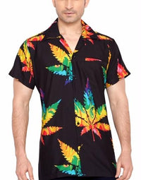 CLUB CUBANA Men's Regular Fit Classic Short Sleeve Casual Marijuana Hawaiian Shirt