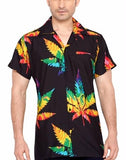 CLUB CUBANA Men's Regular Fit Classic Short Sleeve Casual Marijuana Hawaiian Shirt