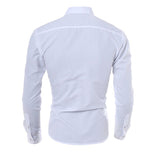 Long Sleeve Men's Cotton Solid Button-Down Shirt