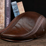 MENS LEATHER FLAT CAP