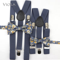 Lovely Cartoon Parent-Child Soild Suspenders Bowtie Set Men Kids Y-Back Brace Butterfly Belt BowTie Adjustable Accessory Unique