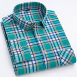 Men's Fashion 100% Cotton Brushed Flannel Striped Shirts Single Pocket Long Sleeve Youthful Soft Casual Plaid Checkered Shirt