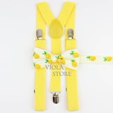 Lovely Cartoon Parent-Child Soild Suspenders Bowtie Set Men Kids Y-Back Brace Butterfly Belt BowTie Adjustable Accessory Unique