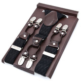 Man's Suspenders Leather Casual Straps Y-Back Shape Men's Trousers Suspensorio Elastic Clips-On Ceinture Suspendue 3.5*120cm