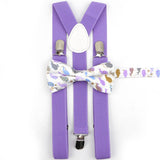 Lovely Cartoon Parent-Child Soild Suspenders Bowtie Set Men Kids Y-Back Brace Butterfly Belt BowTie Adjustable Accessory Unique