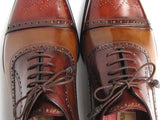 Paul Parkman Men's Captoe Oxfords - Camel / Red Hand-Painted Leather Upper and Leather Sole