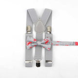 Lovely Cartoon Parent-Child Soild Suspenders Bowtie Set Men Kids Y-Back Brace Butterfly Belt BowTie Adjustable Accessory Unique