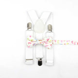 Lovely Cartoon Parent-Child Soild Suspenders Bowtie Set Men Kids Y-Back Brace Butterfly Belt BowTie Adjustable Accessory Unique