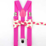 Lovely Cartoon Parent-Child Soild Suspenders Bowtie Set Men Kids Y-Back Brace Butterfly Belt BowTie Adjustable Accessory Unique