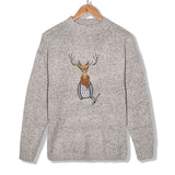 HellenWoody A&W Men's Knitted Pullovers Couples Christmas Reindeer Animal Printing Man's Warmth Wool-Blend Casual O-Neck Sweater