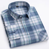 Men's Fashion 100% Cotton Brushed Flannel Striped Shirts Single Pocket Long Sleeve Youthful Soft Casual Plaid Checkered Shirt