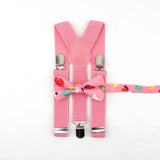 Lovely Cartoon Parent-Child Soild Suspenders Bowtie Set Men Kids Y-Back Brace Butterfly Belt BowTie Adjustable Accessory Unique