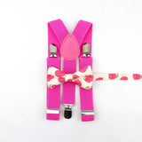 Lovely Cartoon Parent-Child Soild Suspenders Bowtie Set Men Kids Y-Back Brace Butterfly Belt BowTie Adjustable Accessory Unique