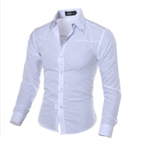 Long Sleeve Men's Cotton Solid Button-Down Shirt