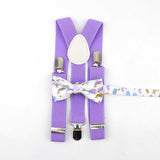 Lovely Cartoon Parent-Child Soild Suspenders Bowtie Set Men Kids Y-Back Brace Butterfly Belt BowTie Adjustable Accessory Unique