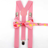 Lovely Cartoon Parent-Child Soild Suspenders Bowtie Set Men Kids Y-Back Brace Butterfly Belt BowTie Adjustable Accessory Unique