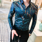 High Quality Men Floral Shirt Spring New Long Sleeve Tuxedo Shirt Streetwear Mens Casual Shirts Slim Fit Party Wear Blouse Homme