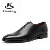 Men Genuine Cow Leather Brogue Wedding Business Mens Casual Flats Shoes Black Vintage Oxford Shoes for Men's Shoes 2020