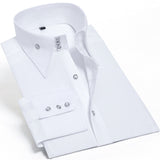 Casual Mens Dress Shirt Long Sleeve Luxury Button Up Silk Cotton Slim Fit Hand Sewing Fashion No Ironing Western Male Blouse