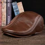 MENS LEATHER FLAT CAP