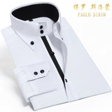 Casual Mens Dress Shirt Long Sleeve Luxury Button Up Silk Cotton Slim Fit Hand Sewing Fashion No Ironing Western Male Blouse