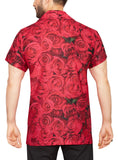 CLUB CUBANA Men's Regular Fit Classic Short Sleeve Casual Rose Print Hawaiian Shirt