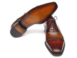 Paul Parkman Men's Captoe Oxfords - Camel / Red Hand-Painted Leather Upper and Leather Sole