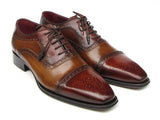 Paul Parkman Men's Captoe Oxfords - Camel / Red Hand-Painted Leather Upper and Leather Sole