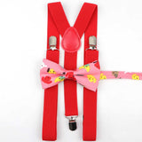 Lovely Cartoon Parent-Child Soild Suspenders Bowtie Set Men Kids Y-Back Brace Butterfly Belt BowTie Adjustable Accessory Unique