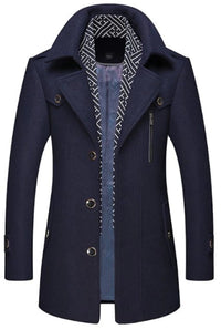 Men's Embroidered Collar Button Front Mid Length Coat