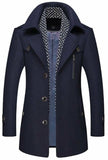 Men's Embroidered Collar Button Front Mid Length Coat