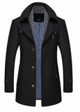 Men's Embroidered Collar Button Front Mid Length Coat