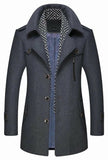 Men's Embroidered Collar Button Front Mid Length Coat