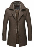 Men's Embroidered Collar Button Front Mid Length Coat