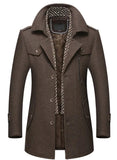 Men's Embroidered Collar Button Front Mid Length Coat