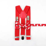 Lovely Cartoon Parent-Child Soild Suspenders Bowtie Set Men Kids Y-Back Brace Butterfly Belt BowTie Adjustable Accessory Unique