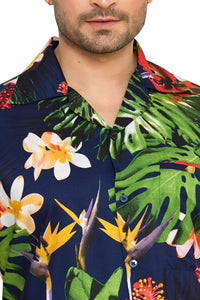 CLUB CUBANA Men's Regular Fit Classic Short Sleeve Casual Floral Hawaiian Shirt