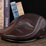 MENS LEATHER FLAT CAP