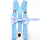 Lovely Cartoon Parent-Child Soild Suspenders Bowtie Set Men Kids Y-Back Brace Butterfly Belt BowTie Adjustable Accessory Unique