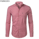 Mens Plaid Cotton Casual Slim Fit Long Sleeve Button Down Dress Shirts 2022 Fashion Men Work Business Brand Shirt Chemise Homme