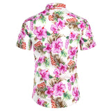 Hawaiian Shirts Mens Tropical Pink Floral Beach Shirt Summer Short Sleeve Vacation Clothing Casual Hawaii Shirt Men USA Size XXL