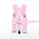 Lovely Cartoon Parent-Child Soild Suspenders Bowtie Set Men Kids Y-Back Brace Butterfly Belt BowTie Adjustable Accessory Unique