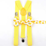 Lovely Cartoon Parent-Child Soild Suspenders Bowtie Set Men Kids Y-Back Brace Butterfly Belt BowTie Adjustable Accessory Unique