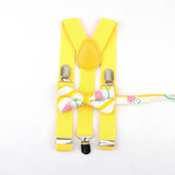 Lovely Cartoon Parent-Child Soild Suspenders Bowtie Set Men Kids Y-Back Brace Butterfly Belt BowTie Adjustable Accessory Unique