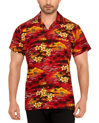 CLUB CUBANA Men's Regular Fit Classic Short Sleeve Casual Floral Hawaiian Shirt