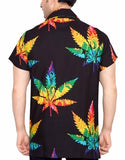 CLUB CUBANA Men's Regular Fit Classic Short Sleeve Casual Marijuana Hawaiian Shirt