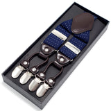 Man's Suspenders Leather Casual Straps Y-Back Shape Men's Trousers Suspensorio Elastic Clips-On Ceinture Suspendue 3.5*120cm