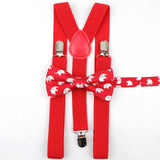 Lovely Cartoon Parent-Child Soild Suspenders Bowtie Set Men Kids Y-Back Brace Butterfly Belt BowTie Adjustable Accessory Unique